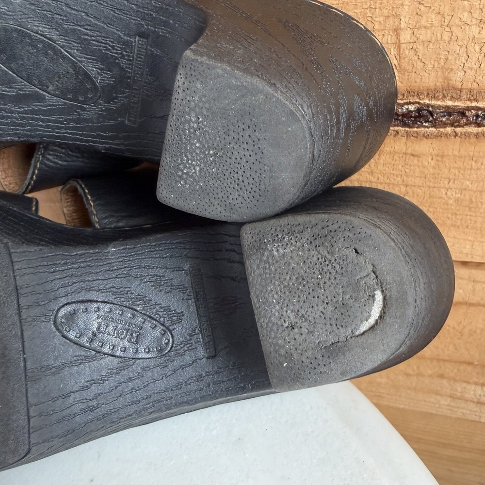 Born Salina Sandals 11/43 Black Leather Adjustable Buckles Slip-on Chunky *Wear - Picture 6 of 6